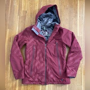 Burton Intruder Womens L Snowboard Hooded Jacket Burgundy Waist Gator Gore-Tex